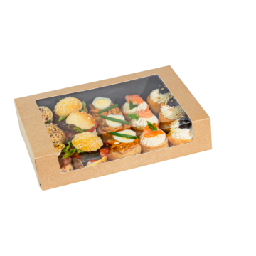 SUSHI box 18x12x4.5cm, pack of 50, kraft/black OP-05
