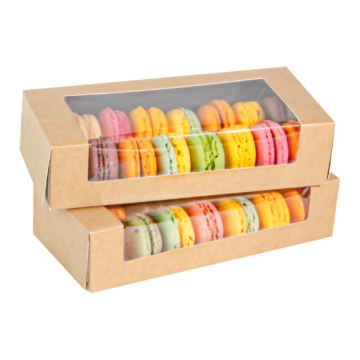 SUSHI box 20x9x4.5cm, pack of 50, kraft/black OP-02 (macaroons)