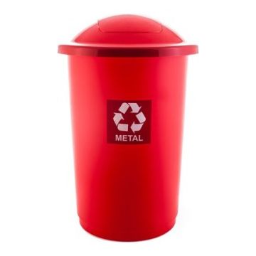 Kosz TOP BIN do segregacji 50L z uchylną klapą METAL" czerwony"