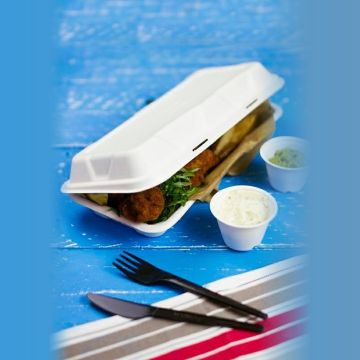 MENUBOX z trzciny cukrowej fish&chips VEGWARE 310x145x60mm op. 125 sztuk