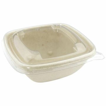 Miska z trzciny cukrowej POKRYWKA PET kwadratowa 132x132xh.54mm, (do 133217, 133218) opakowanie 50 sztuk