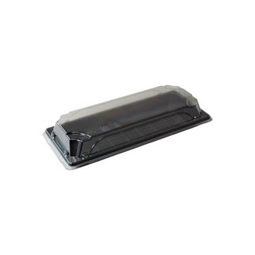 Sushi container black with PET lid 230x102x30 mm 50 sets OP-02