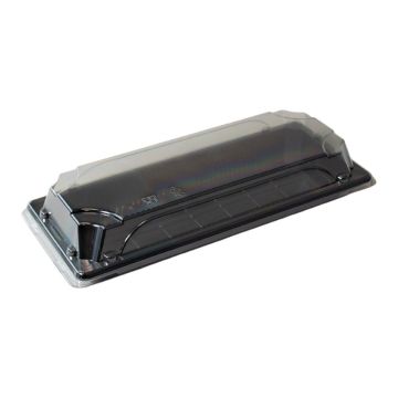 Sushi container black with PET lid 230x102x30 mm 50 sets OP-02