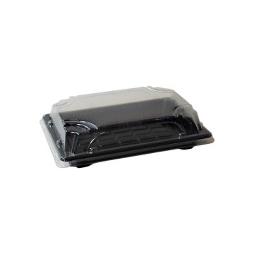 Sushi container black with PET lid 175x125x30 mm 50 sets OP-03