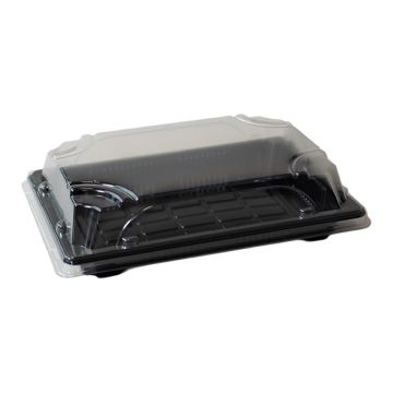 Sushi container black with PET lid 175x125x30 mm 50 sets OP-03