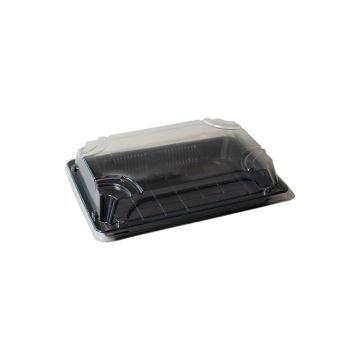 Pojemnik sushi czarny z pokrywką PET 185x130x30 mm 50 kpl OP-05