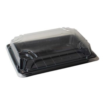Sushi container black with PET lid 185x130x30 mm 50 sets OP-05