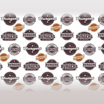 Semi-parchment paper, 35x27 cm, white with print: Burgers, Hamburgers, greaseproof, 1000 sheets