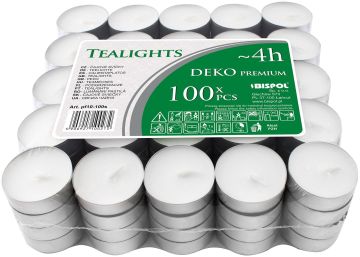 Świece podgrzewacze (teelights) Bispol Deko p10-100, 4-godzinne, 100 sztuk