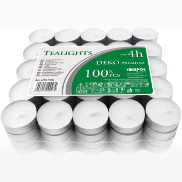 Świece podgrzewacze (teelights) Bispol Deko p10-100, 4-godzinne, 100 sztuk
