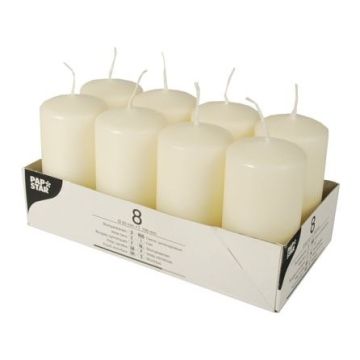 Świece pieńkowe 10 cm kremowe średnica 5 cm op. 8 sztuk