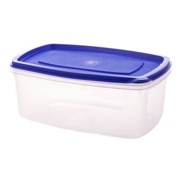 Food containers reusable 1L, transparent with blue lid, price per 1 piece