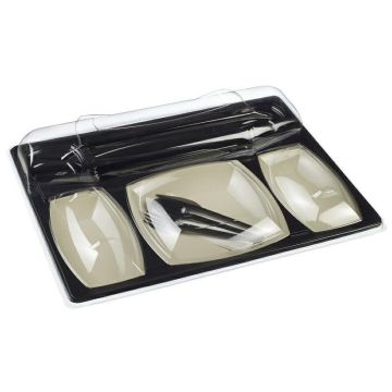 Lunch Set - Essential L 3 rPET plates 440x340x60mm, 15 set recycling (k/4)