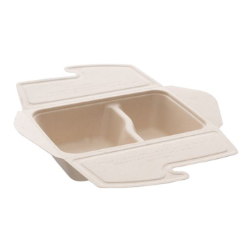 BePulp Meal Box from Reed To Go 800ml bipartite op.75pcs. (k/2) 21x15x6cm, Sabert