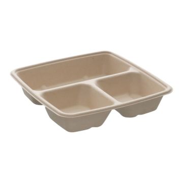 BePulp SQ23 pojemnik kwadratowy 900ml op.75szt. trójdzielny (k/4) 23x23x4cm, Sabert