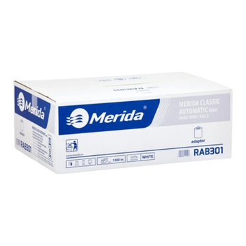 MERIDA Paper Towels on a Roll with CLASSIC AUTOMATIC MAXI Holder, single-ply, white, 19.5 cm diameter, 250 m length, (6 per case)