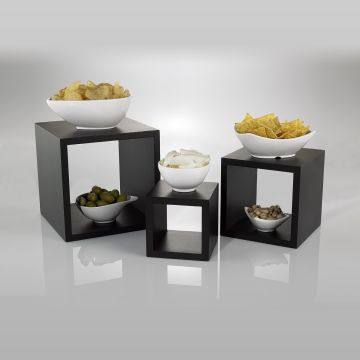 CUBO buffet stand bamboo natural set 3 pieces 13x13x13, 18x18x18", 23x23x23, black"
