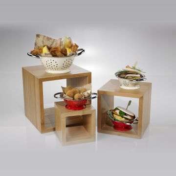 CUBO buffet stand bamboo natural set 3 pieces - 13x13x13, 18x18x18", 23x23x23"