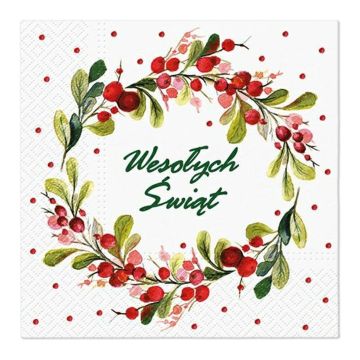 33x33 cm “PAW GWIAZDKA” Napkins, pack of 20 (case of 12) Berries Ring