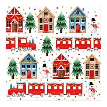 PAW Christmas Napkins, 33x33cm a.20pcs. Cozy Christmas town