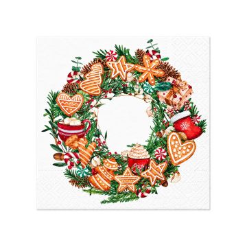 PAW Christmas Napkins, 33x33cm a.20pcs. Gingerbread Wreath