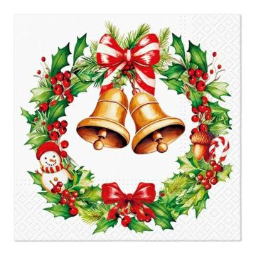 33x33 cm PAW STAR Napkins, pack of 20 (case of 12) Jingle Bells Bliss