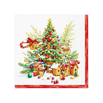 33x33 cm PAW STAR Napkins, pack of 20 (case of 12) Festive Joy Tree