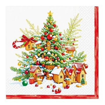 33x33 cm PAW STAR Napkins, pack of 20 (case of 12) Festive Joy Tree