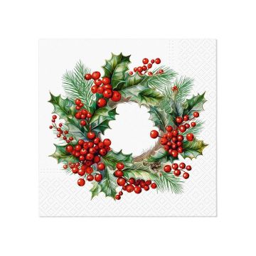PAW Christmas Napkins, 33x33cm a.20pcs. Berry Wreath