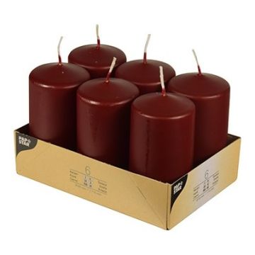 Świece pieńkowe 11,5cm, bordowe średnica 60mm op. 6 sztuk