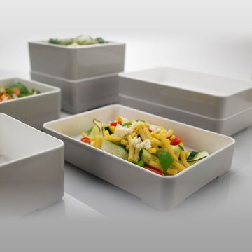 Taca prostokątna szaro-biała 22x15x3,5 melamina