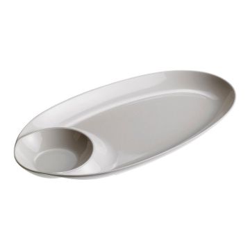 White oval plate with place for dip