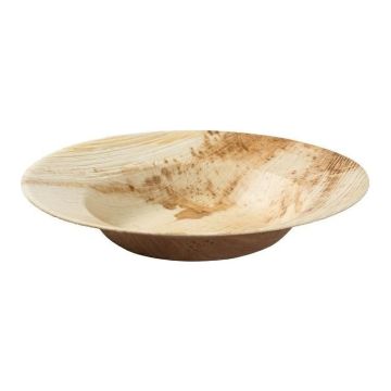 Palm leaf plate round 23cm deep, Palmware®, 25 pieces