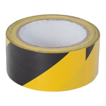 Warning tape 48x25 yellow-black self-adhesive (k/18)