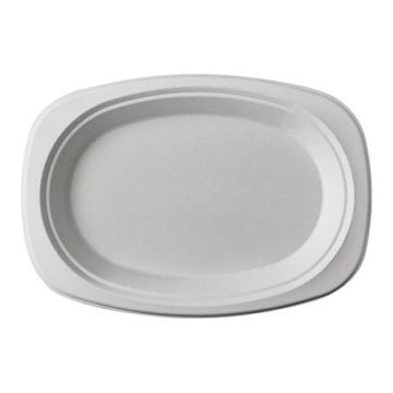 Talerz z trzciny cukrowej owalny 23cm, biały 23x16x2 PURE op. 50 sztuk