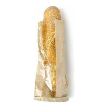 Grey bag BAGUETTE with window BN 590x100x40/60 mm, 1000 pieces with microperforation