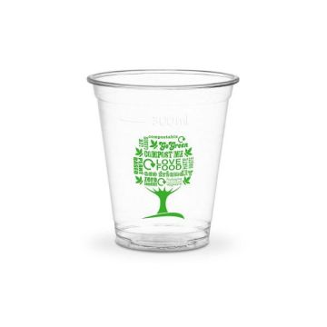 Kubki PLA fi 96mm 300ml Green Tree op.50szt., biodegradowalne, 12oz (k/20) SUP