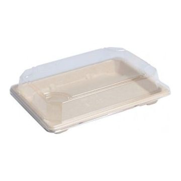 Tacka SUSHI z trzciny cukrowej średnia z pokrywką 185x130x15 kpl. 50 sztuk
