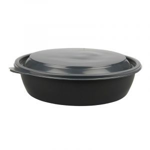 FastPac round container 750ml black 19x4cm, 50 pieces