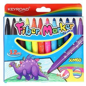 Fiber markers KEYROAD Jumbo, 12pcs, hanger, color mix