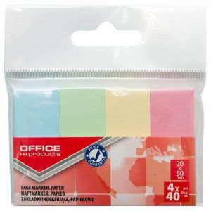 Filing Index Tabs OFFICE PRODUCTS, paper, 20x50 mm, 4x40 tabs, polybag, pastel assorted colors