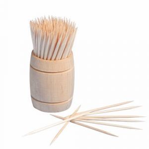 Wooden toothpick, round, 6.8 in a wooden dispenser -200pcs