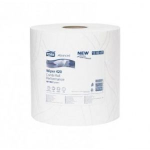 Cleaning cloth in large roll TORK 420 white W1 - 1500 leaves - Cellulose, waste paper