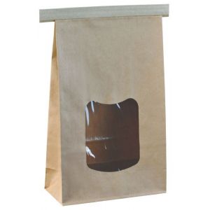Paper bags brown, foiled with window, lockable, 242x155x70mm, price per package 400 pieces