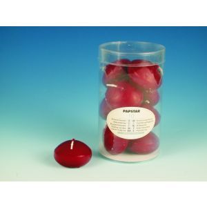 Floating candles Ø 4.5 cm h 3 cm, pack of 10 pieces, colour maroon