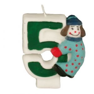 Candle Number " 5" CLOWN