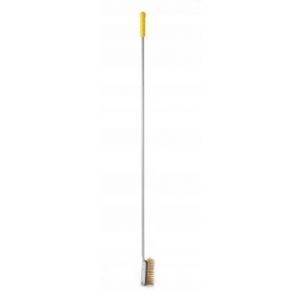 Vertical spare brush for pizza oven with brass bristles