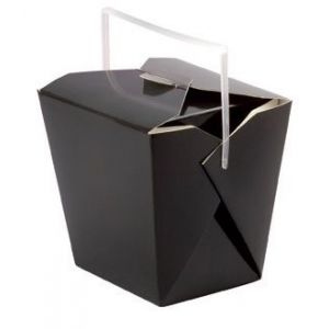 Chinabox 950ml square black with plastic handle, price per 50pcs.