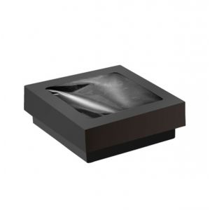 TAKEAWAY black box 350ml lid with window 100x100x40mm, 25 pieces
