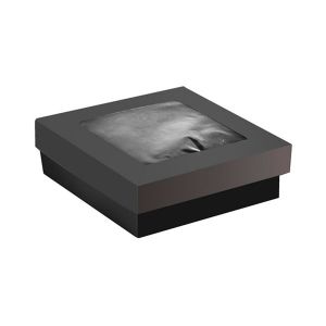TAKEAWAY black box 700ml lid with window 140x140x50mm, 25 pieces